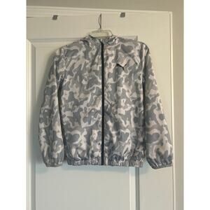 GUC PUMA Kid's Windbreaker Jacket Camo Hood Net Lining Size M (10-12)